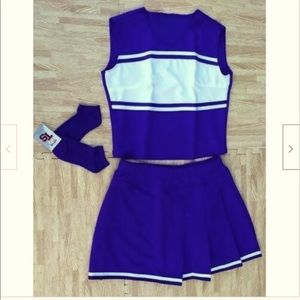 NEW L/XL REAL CHEERLEADER UNIFORM TOP SKIRT SOCKS